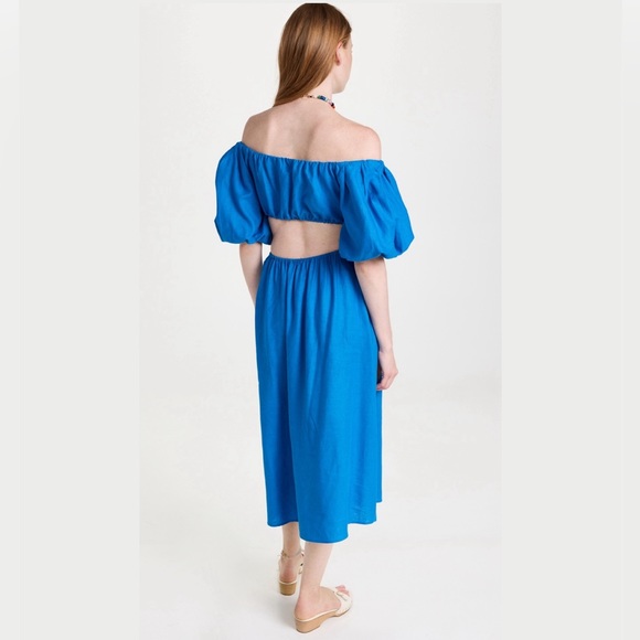 NWT Farm Rio Blue Midi Knot Dress SOLD OUT ONLINE MSRP$200 - Picture 15 of 16